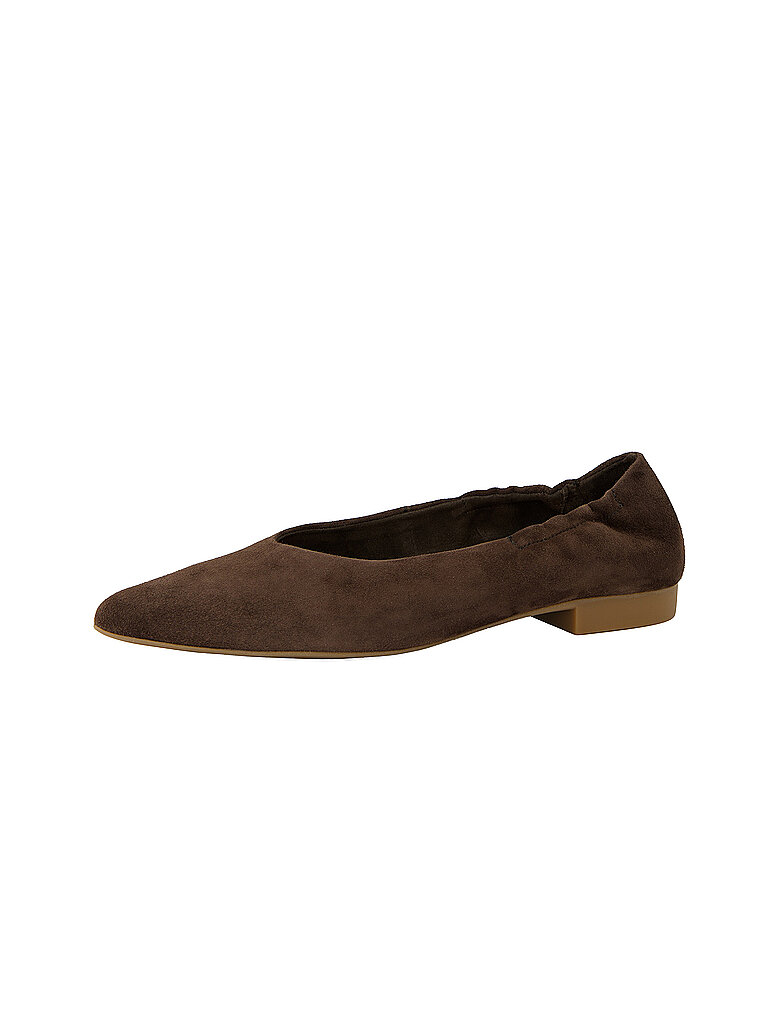 Ballerina PAUL GREEN "Paul Green Ballerinas Veloursleder", Damen, Gr. 38,5, dunkelbraun, Veloursleder, Schuhe Ballerina